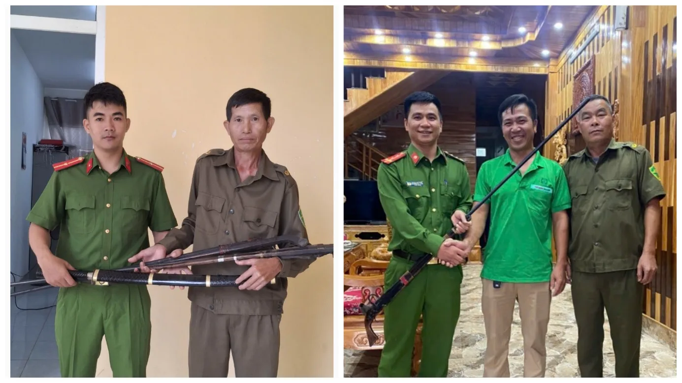 Công an xã Than Uyên vận động Nhân dân giao nộp súng tự chế, vũ khí thô sơ, chung tay giữ bình yên cuộc sống.
